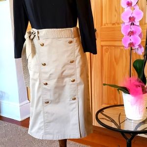 Lauren Ralph Lauren Beige Cotton Pencil Skirt  - Size 8